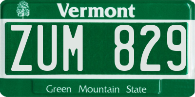 VT license plate ZUM829