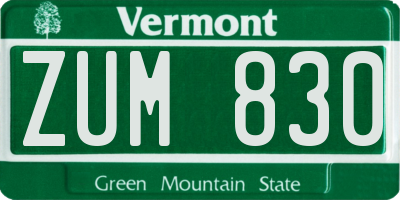 VT license plate ZUM830