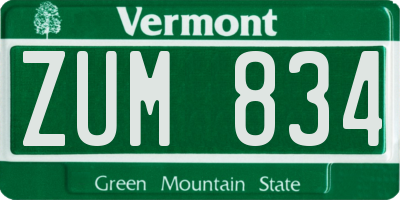 VT license plate ZUM834