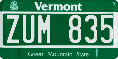 VT license plate ZUM835