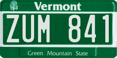 VT license plate ZUM841