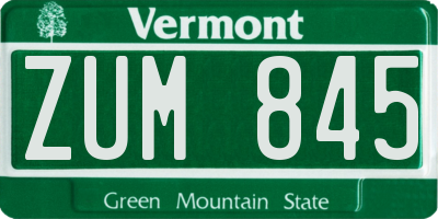VT license plate ZUM845