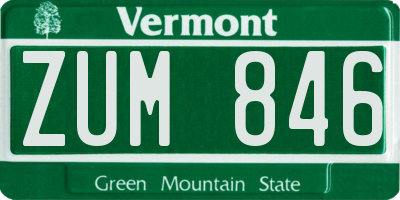 VT license plate ZUM846