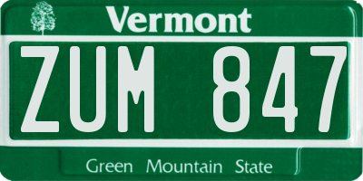VT license plate ZUM847