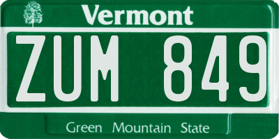 VT license plate ZUM849