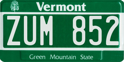 VT license plate ZUM852