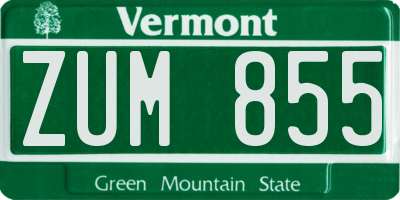 VT license plate ZUM855