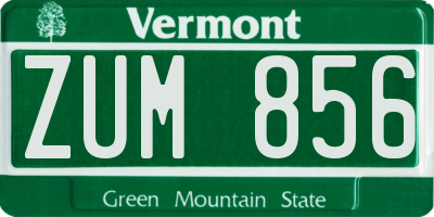 VT license plate ZUM856