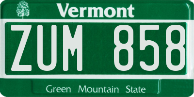 VT license plate ZUM858