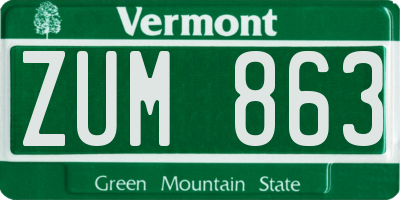 VT license plate ZUM863