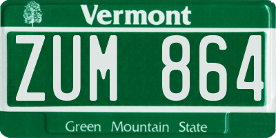 VT license plate ZUM864
