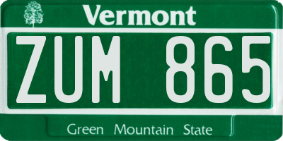 VT license plate ZUM865
