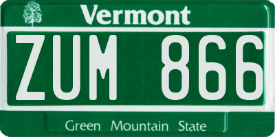 VT license plate ZUM866