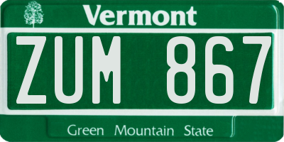 VT license plate ZUM867