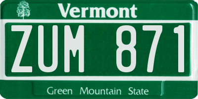VT license plate ZUM871