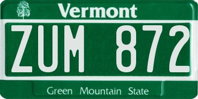 VT license plate ZUM872