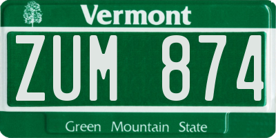 VT license plate ZUM874