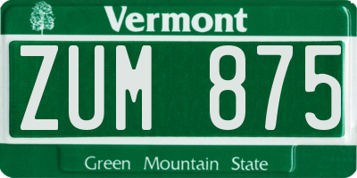 VT license plate ZUM875