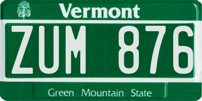 VT license plate ZUM876