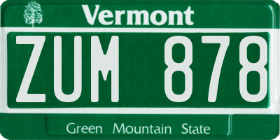 VT license plate ZUM878