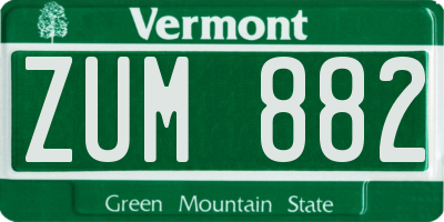 VT license plate ZUM882