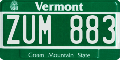 VT license plate ZUM883