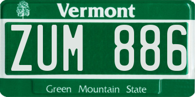 VT license plate ZUM886