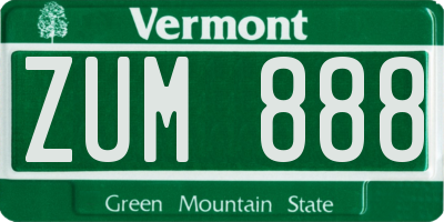VT license plate ZUM888