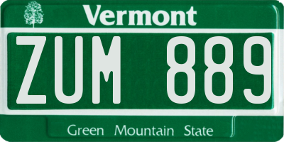 VT license plate ZUM889