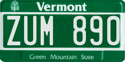 VT license plate ZUM890