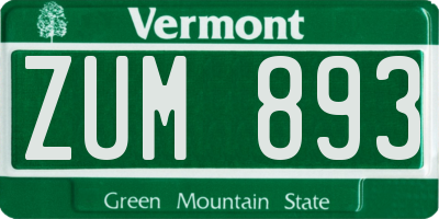 VT license plate ZUM893