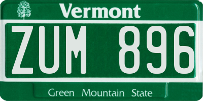 VT license plate ZUM896