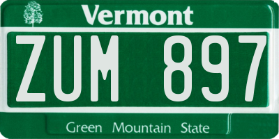 VT license plate ZUM897