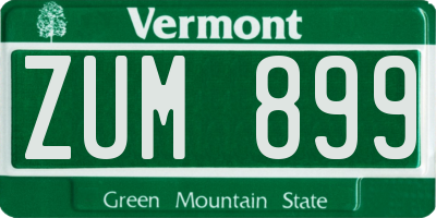 VT license plate ZUM899