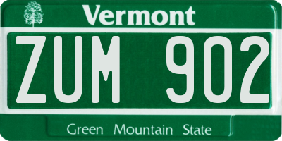 VT license plate ZUM902