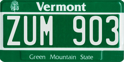 VT license plate ZUM903