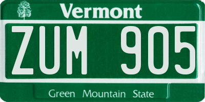 VT license plate ZUM905