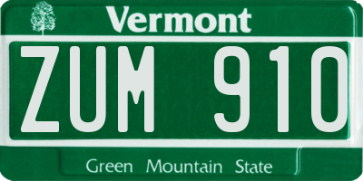 VT license plate ZUM910
