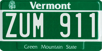 VT license plate ZUM911