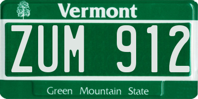 VT license plate ZUM912