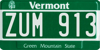 VT license plate ZUM913