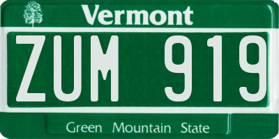 VT license plate ZUM919