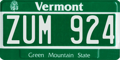 VT license plate ZUM924
