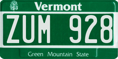 VT license plate ZUM928