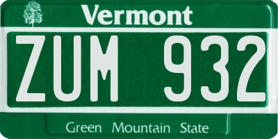 VT license plate ZUM932