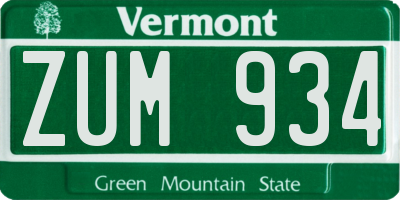 VT license plate ZUM934