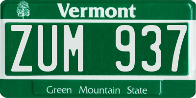 VT license plate ZUM937