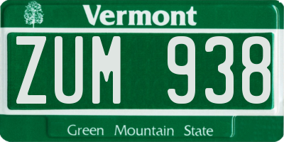 VT license plate ZUM938