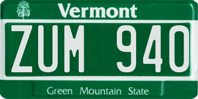 VT license plate ZUM940