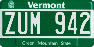 VT license plate ZUM942